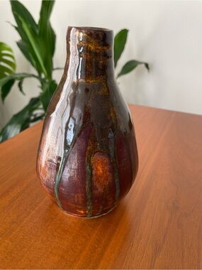 Handcrafted Brown & Copper Ceramic Vase - Home Accents Decor